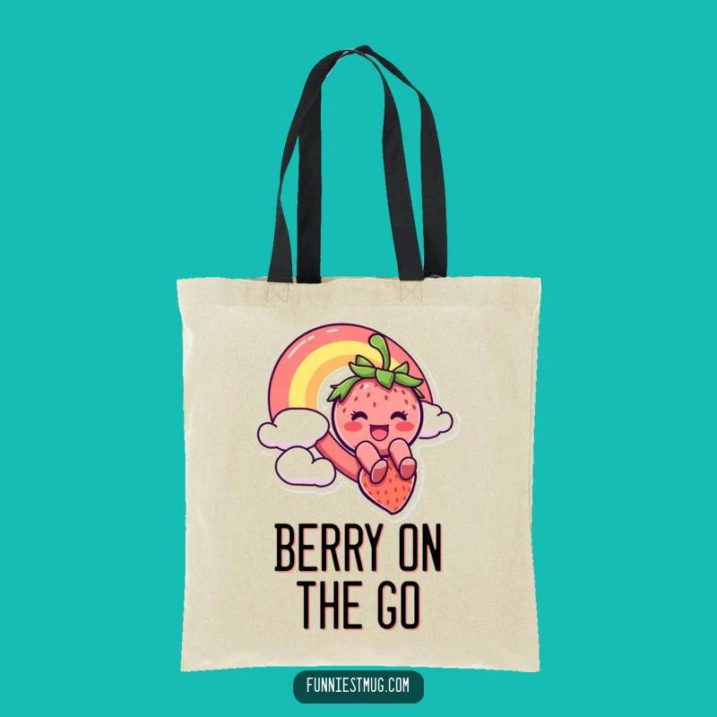Funny Strawberry Rainbow Slide Tote Bag - Carry Your Fun & Essentials!