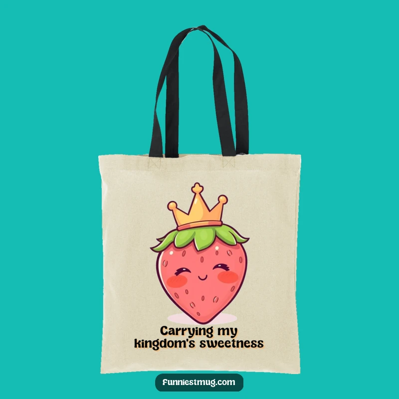 Funny Blushing Strawberry Crown Wink Tote Bag - Stylish & Hilarious Carry-All