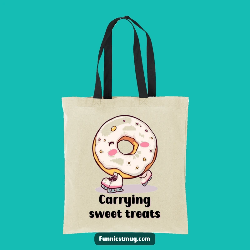 Funny Donut Hole Fall Tote Bag: Sweet Skater Carry-All Gift
