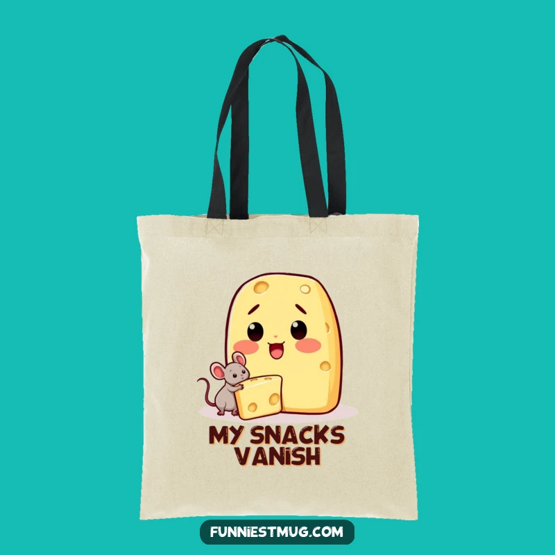 Funny Kawaii Cheese Tote Bag: Mouse Theft Humor